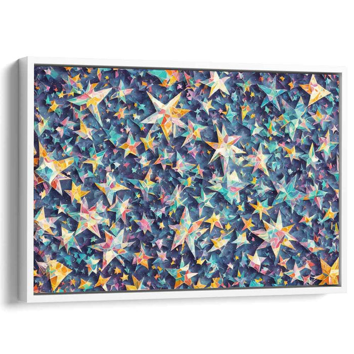 Cosmic Prism Dance: Vibrant Geometric Stars Canvas Art Print