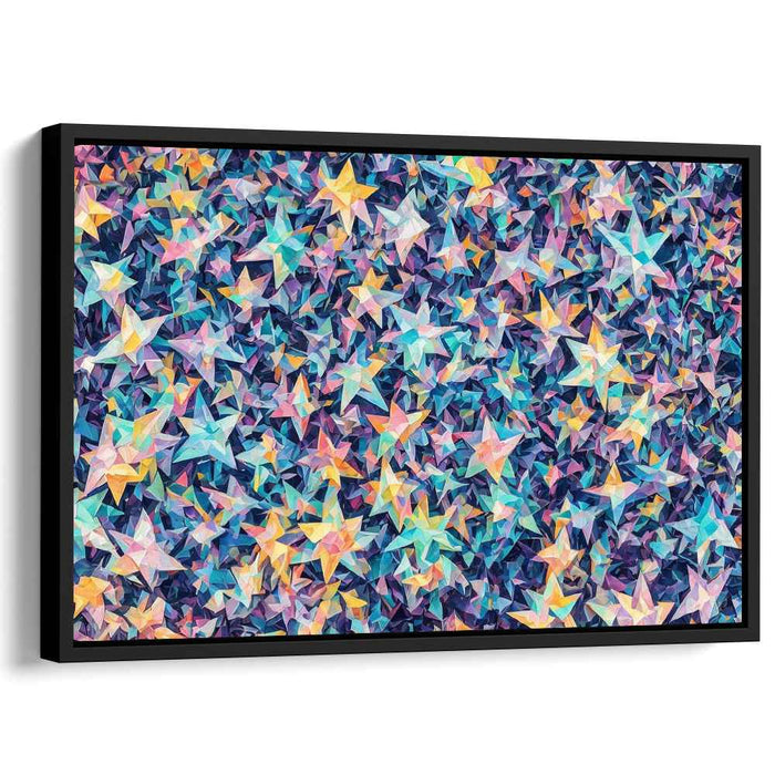 Cosmic Kaleidoscope Burst: A Vibrant Geometric Starry Night Canvas Art Print