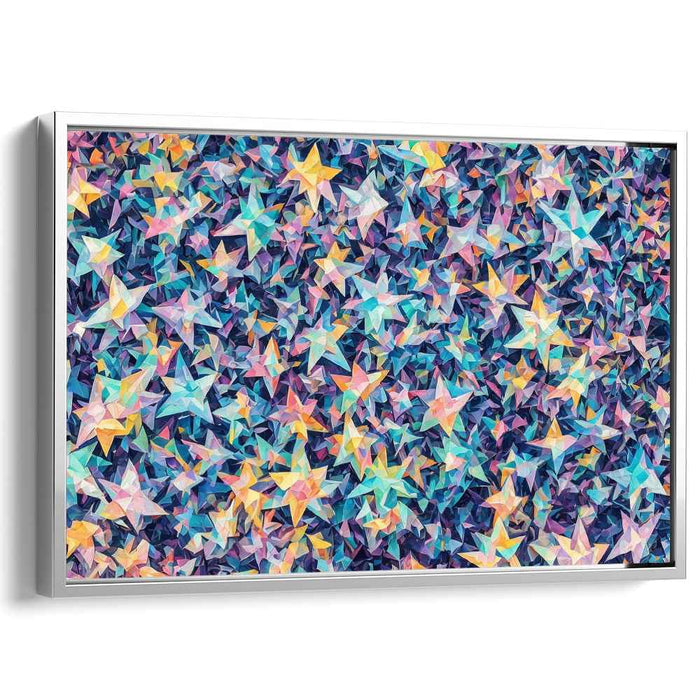 Cosmic Kaleidoscope Burst: A Vibrant Geometric Starry Night Canvas Art Print