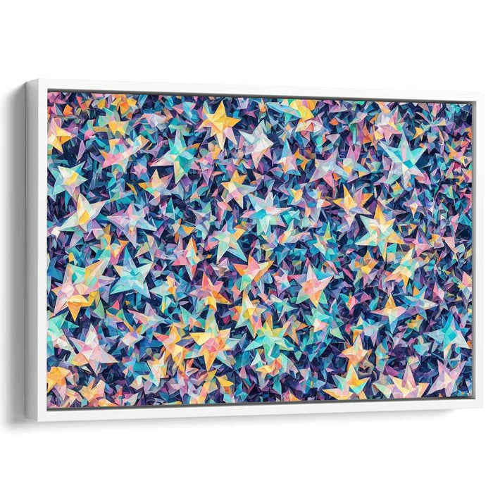 Cosmic Kaleidoscope Burst: A Vibrant Geometric Starry Night Canvas Art Print