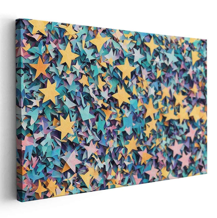 Aquatic Origami Illusion: Vibrant Teal Paper Star Canvas Art Print