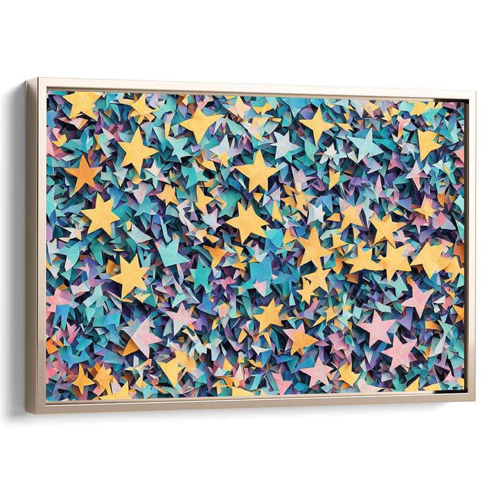 Aquatic Origami Illusion: Vibrant Teal Paper Star Canvas Art Print