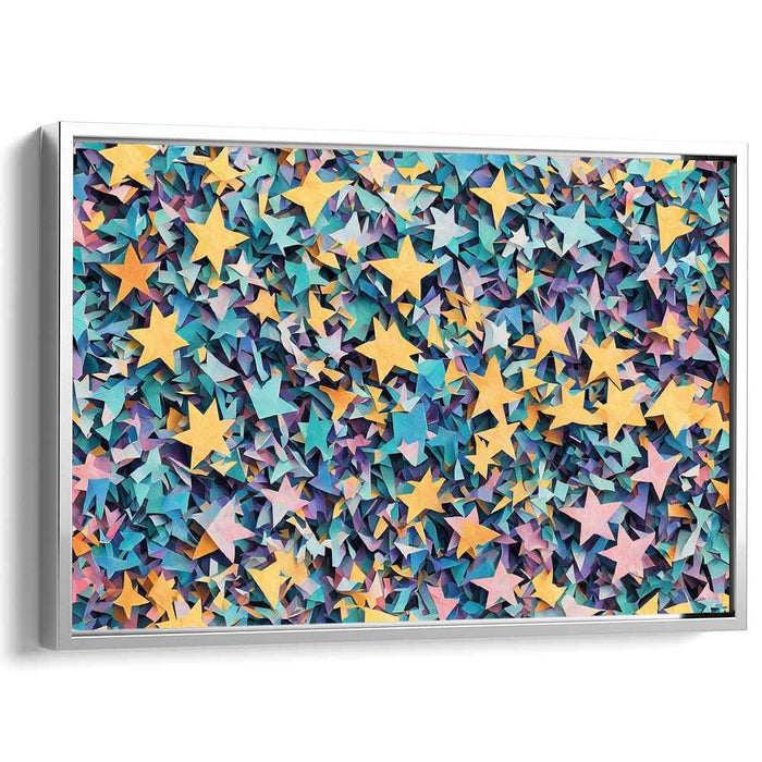 Aquatic Origami Illusion: Vibrant Teal Paper Star Canvas Art Print