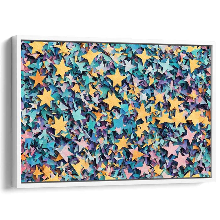 Aquatic Origami Illusion: Vibrant Teal Paper Star Canvas Art Print