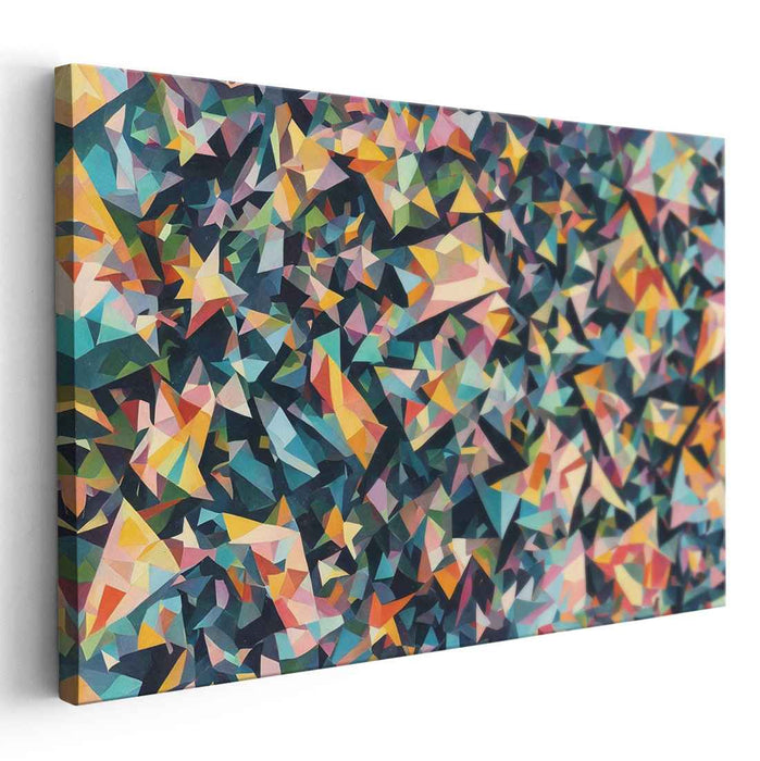 Pixelated Prism Dance: Modern Geometric Abstract Canvas Art