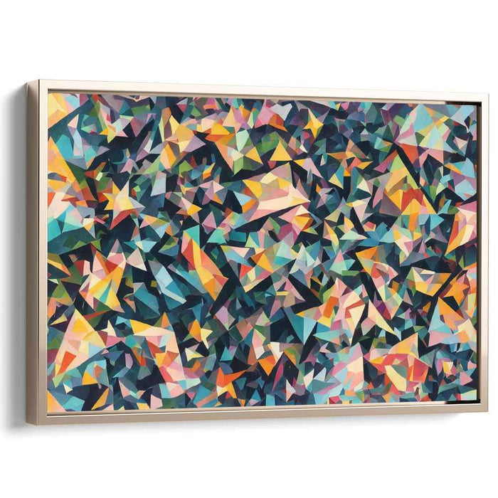 Pixelated Prism Dance: Modern Geometric Abstract Canvas Art