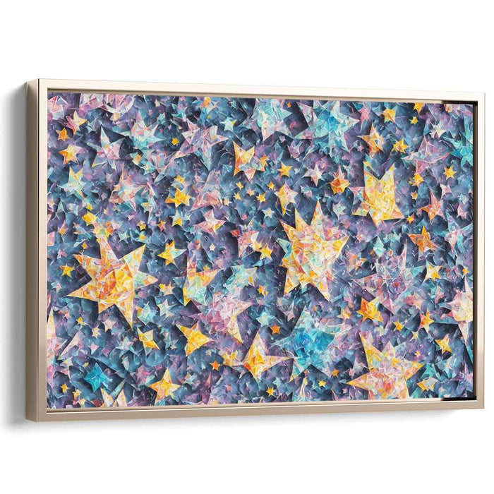 Starry Delight: A Kaleidoscopic Vision in Violet and Gold Canvas Art Print