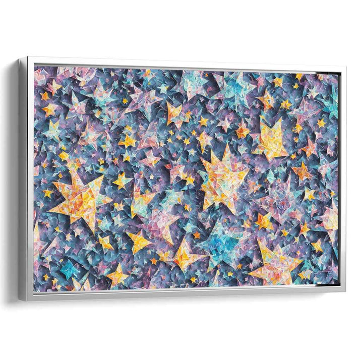 Starry Delight: A Kaleidoscopic Vision in Violet and Gold Canvas Art Print