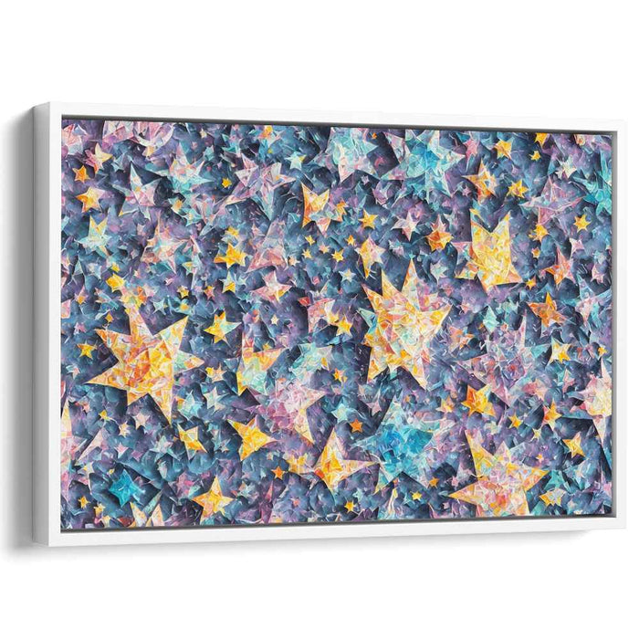 Starry Delight: A Kaleidoscopic Vision in Violet and Gold Canvas Art Print