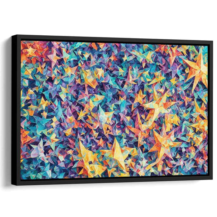 Galactic Balance: Vibrant Geometric Star Mosaic Canvas Art Print