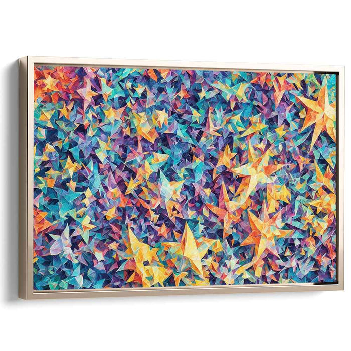Galactic Balance: Vibrant Geometric Star Mosaic Canvas Art Print