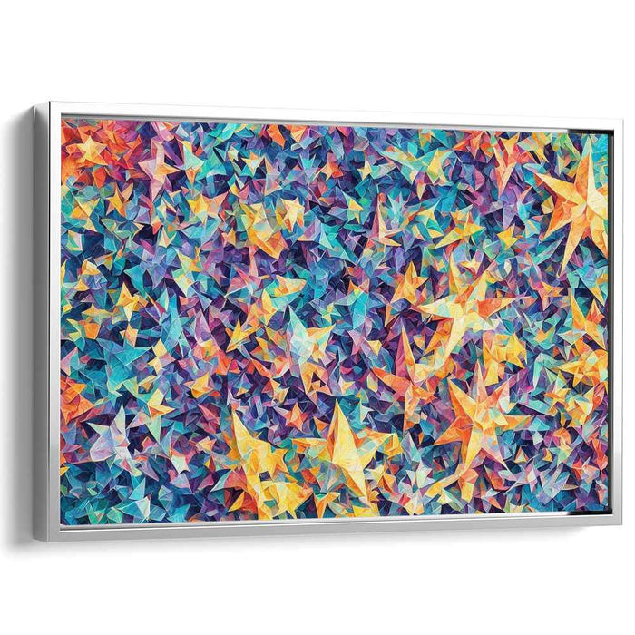 Galactic Balance: Vibrant Geometric Star Mosaic Canvas Art Print