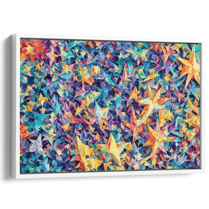 Galactic Balance: Vibrant Geometric Star Mosaic Canvas Art Print