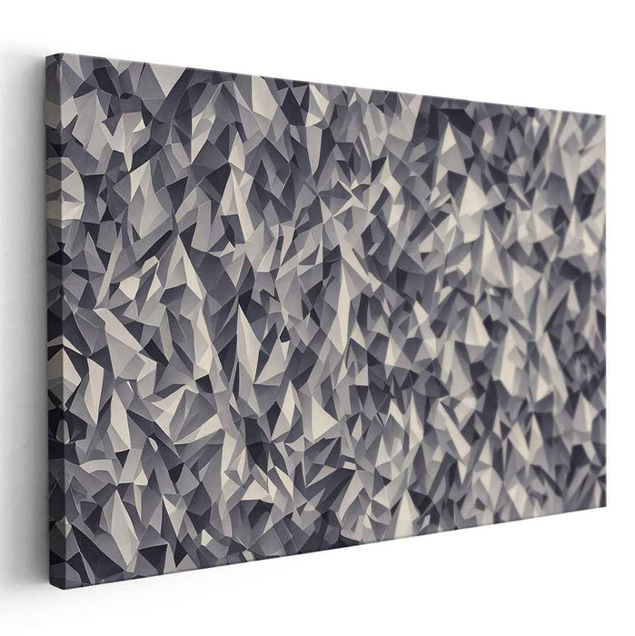 Pixelated Shadow Dance: Abstract Monochrome Faceted Canvas Art Print