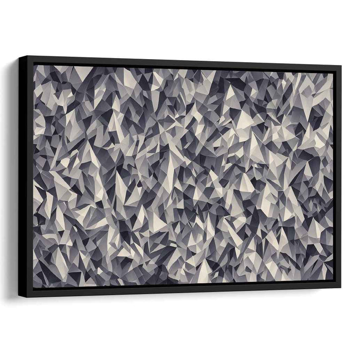 Pixelated Shadow Dance: Abstract Monochrome Faceted Canvas Art Print