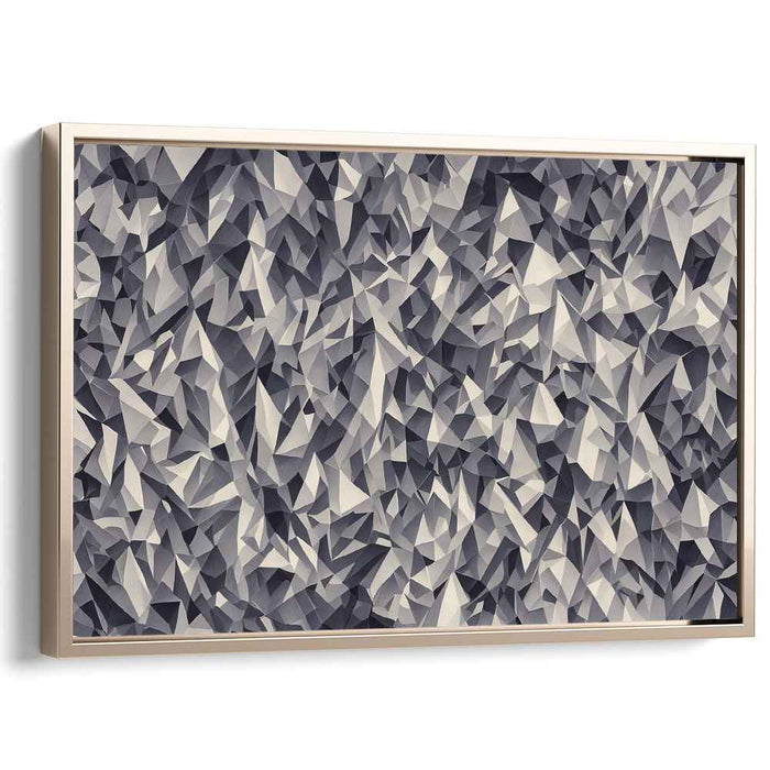 Pixelated Shadow Dance: Abstract Monochrome Faceted Canvas Art Print