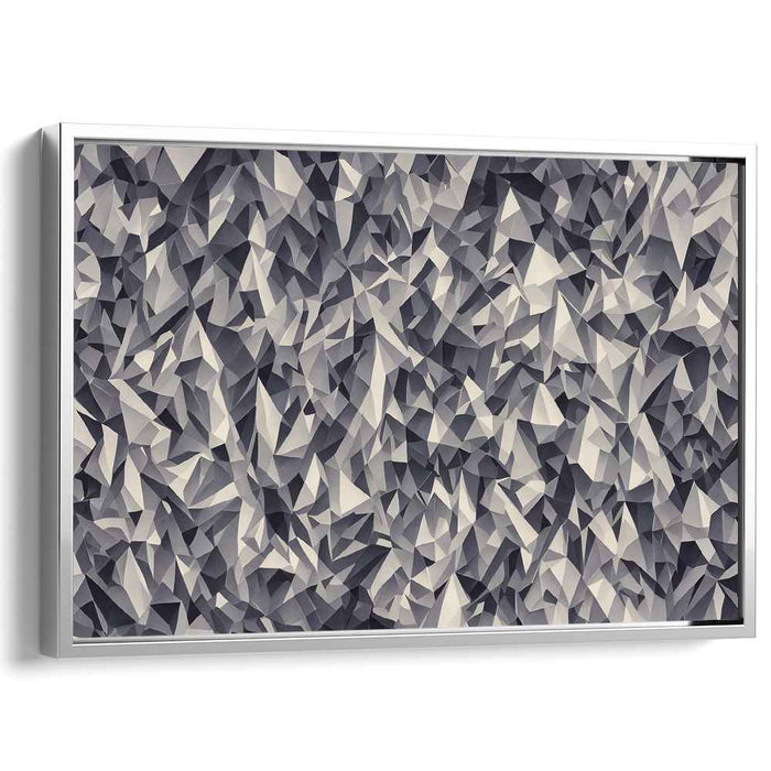 Pixelated Shadow Dance: Abstract Monochrome Faceted Canvas Art Print