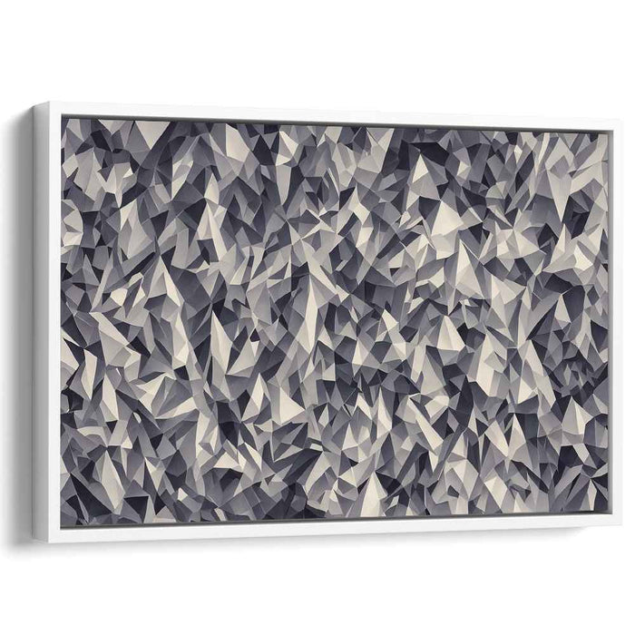 Pixelated Shadow Dance: Abstract Monochrome Faceted Canvas Art Print