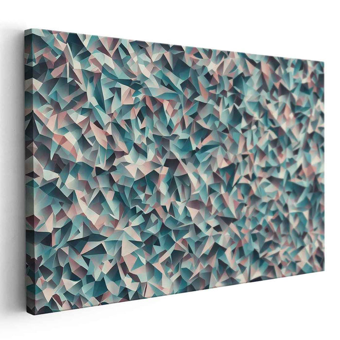 Tranquil Facets: Abstract Geometric Teal and Pink Canvas Art Print