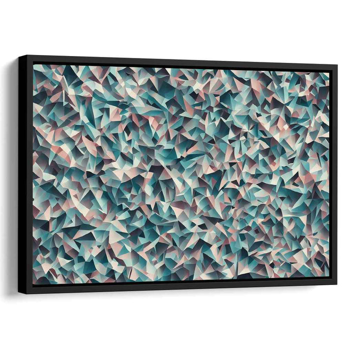 Tranquil Facets: Abstract Geometric Teal and Pink Canvas Art Print
