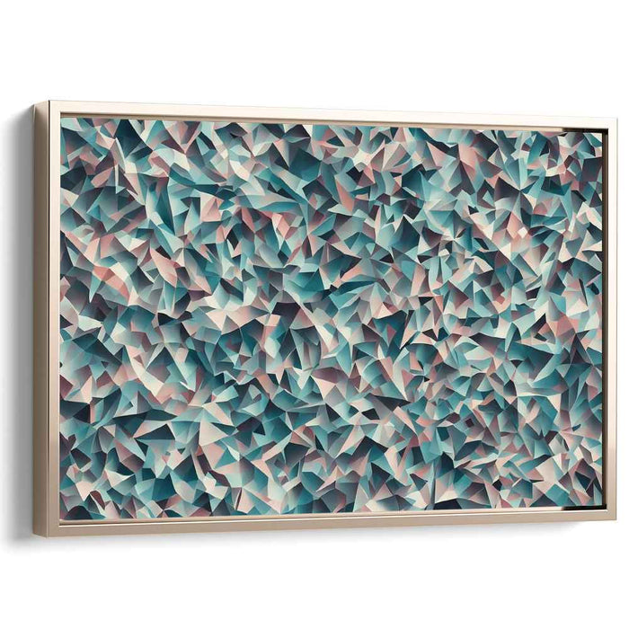 Tranquil Facets: Abstract Geometric Teal and Pink Canvas Art Print
