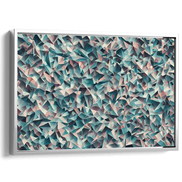 Tranquil Facets: Abstract Geometric Teal and Pink Canvas Art Print