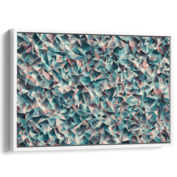 Tranquil Facets: Abstract Geometric Teal and Pink Canvas Art Print