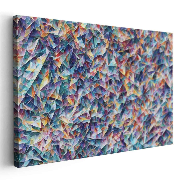Pyramid Prism Dance: Vibrant Abstract Triangular Canvas Art