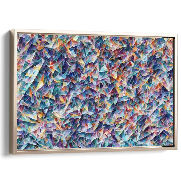 Pyramid Prism Dance: Vibrant Abstract Triangular Canvas Art