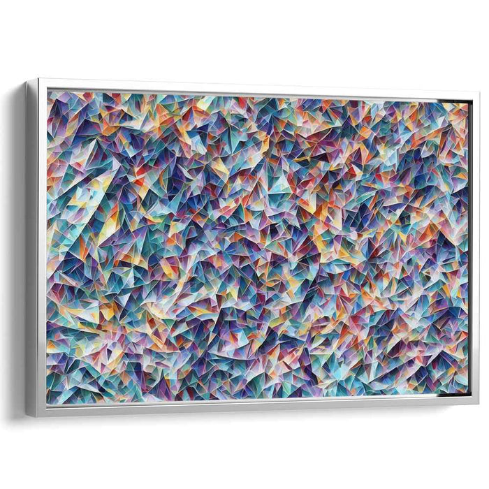 Pyramid Prism Dance: Vibrant Abstract Triangular Canvas Art