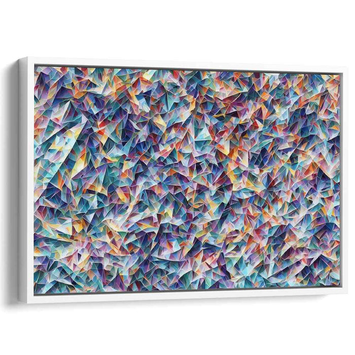 Pyramid Prism Dance: Vibrant Abstract Triangular Canvas Art