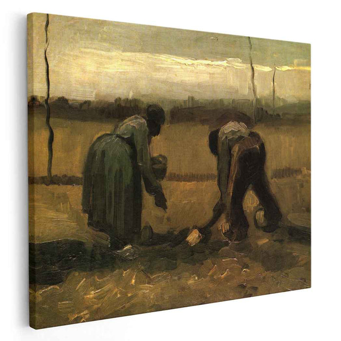 Peasant and Peasant Woman Planting Potatoes (1885) by Vincent van Gogh