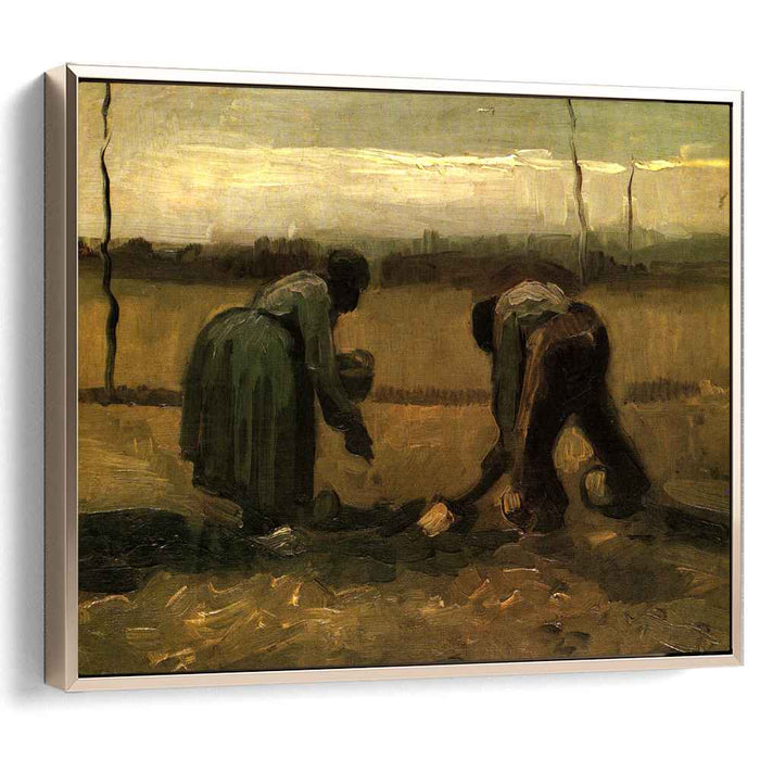 Peasant and Peasant Woman Planting Potatoes (1885) by Vincent van Gogh