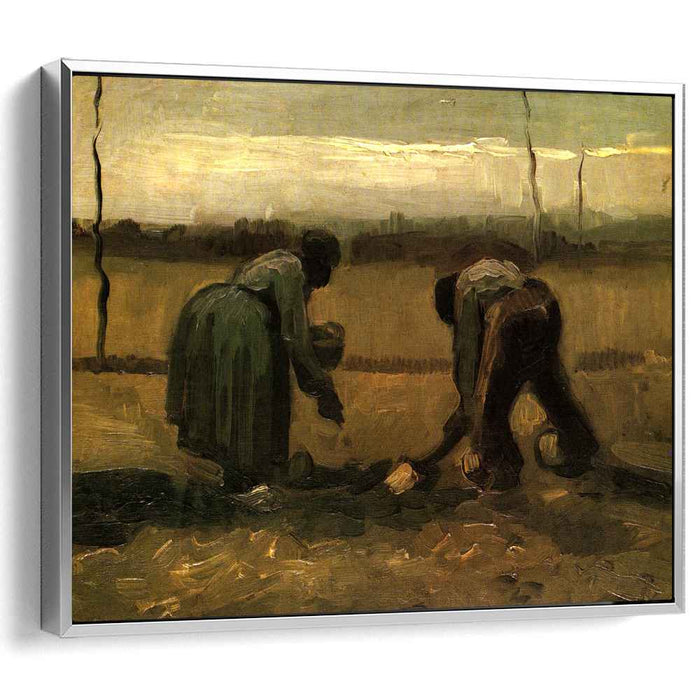 Peasant and Peasant Woman Planting Potatoes (1885) by Vincent van Gogh