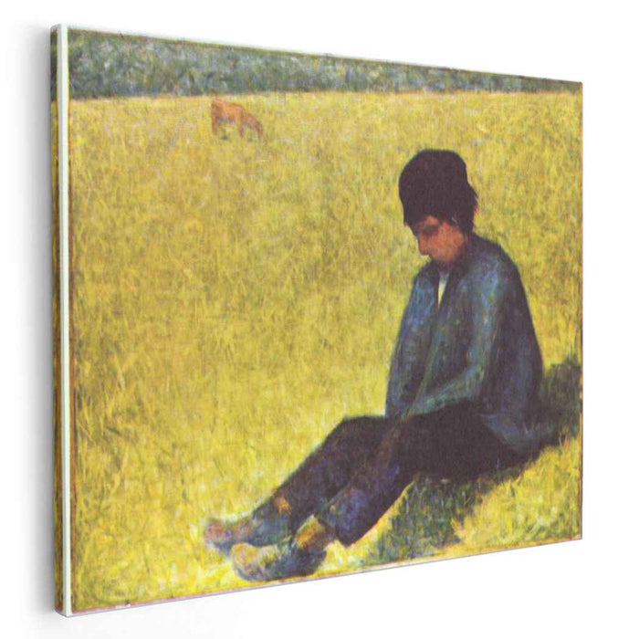 Peasant boy sitting in a meadow (1883) by Georges Seurat