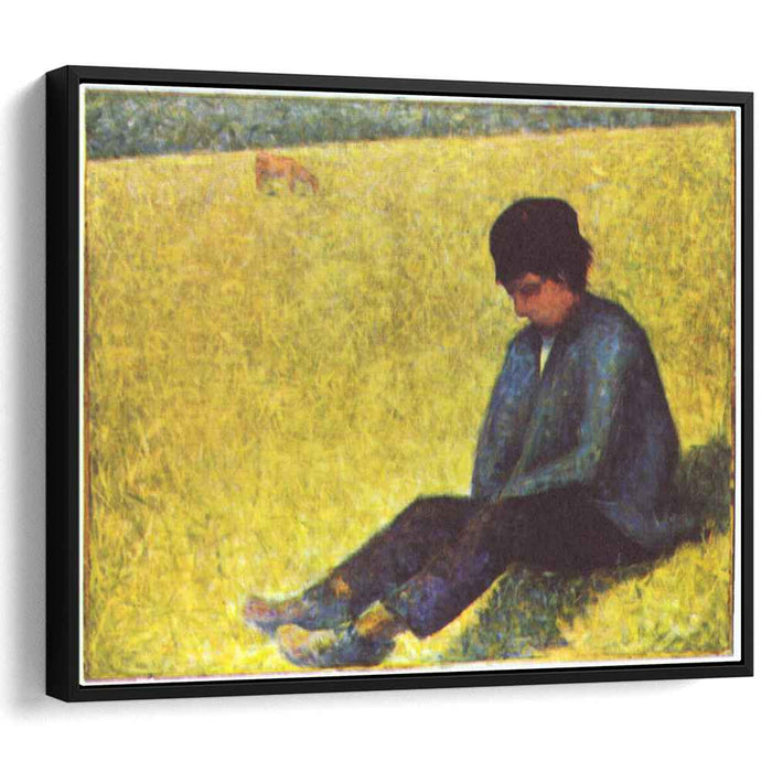 Peasant boy sitting in a meadow (1883) by Georges Seurat