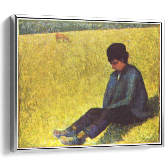 Peasant boy sitting in a meadow (1883) by Georges Seurat