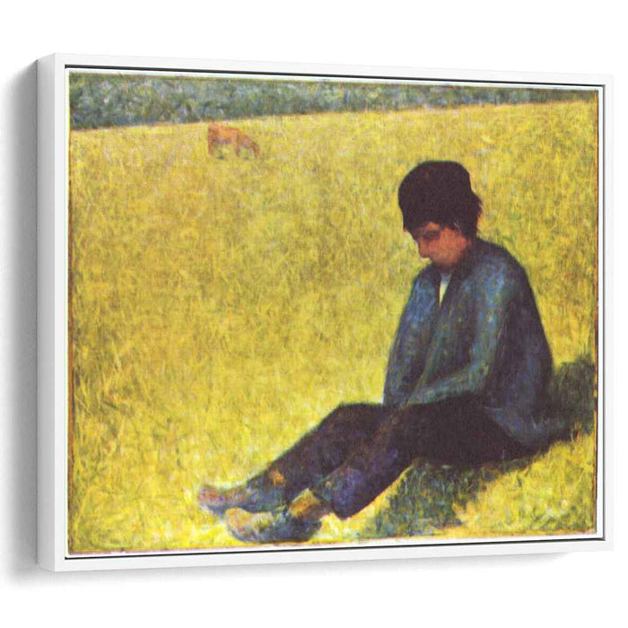 Peasant boy sitting in a meadow (1883) by Georges Seurat