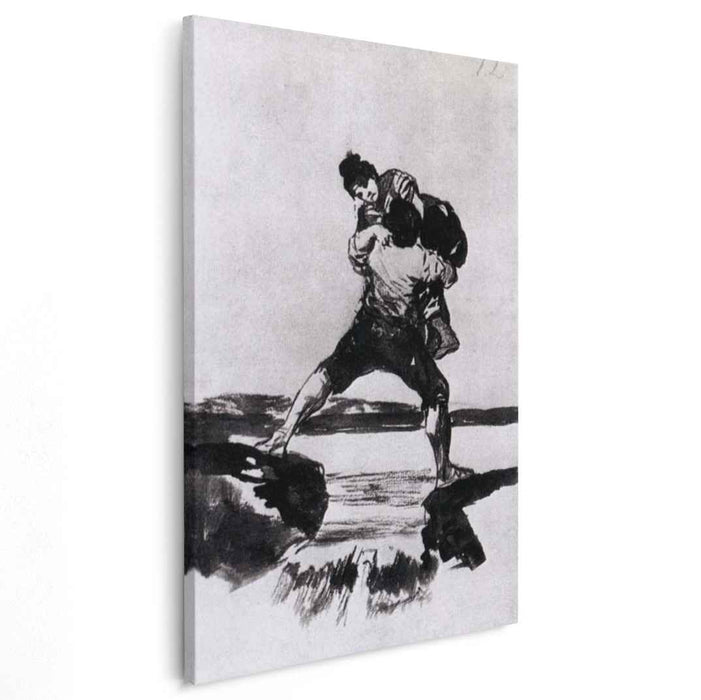 Peasant Carrying a Woman (1823) by Francisco Goya