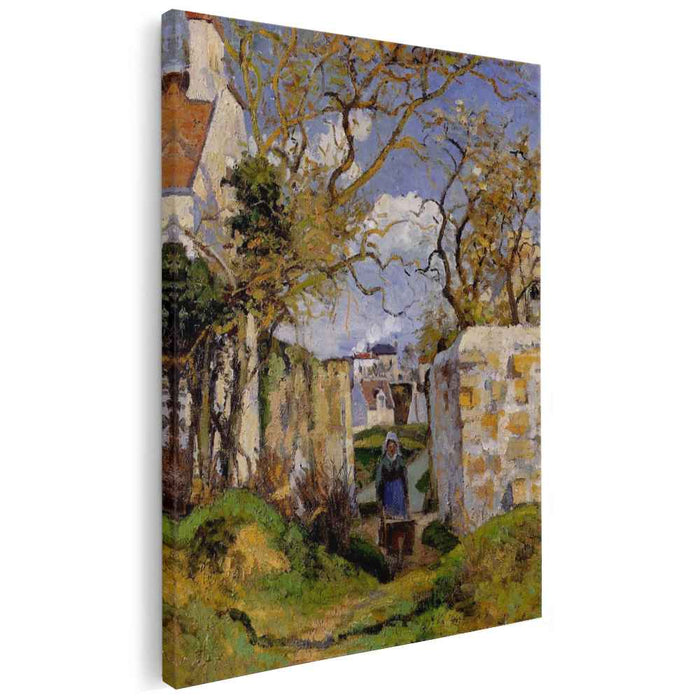 Peasant Pushing a Wheelbarrow, Maison Rondest, Pontoise by Camille Pissarro