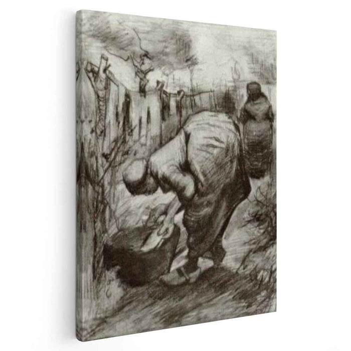 Peasant Woman at the Washtub and Peasant Woman Hanging Up the Laundry (1885) by Vincent van Gogh