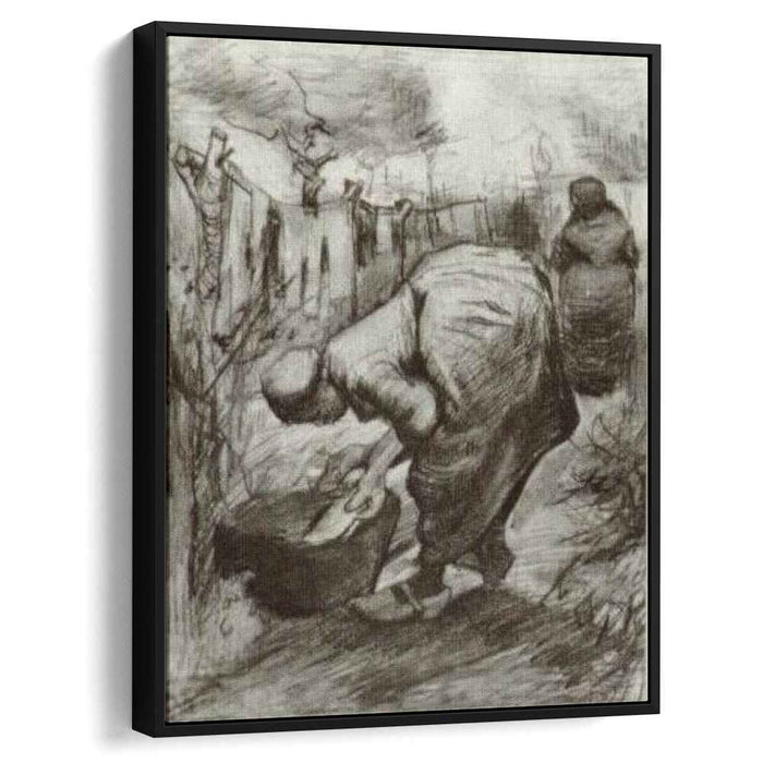 Peasant Woman at the Washtub and Peasant Woman Hanging Up the Laundry (1885) by Vincent van Gogh