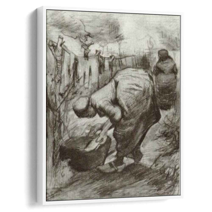 Peasant Woman at the Washtub and Peasant Woman Hanging Up the Laundry (1885) by Vincent van Gogh