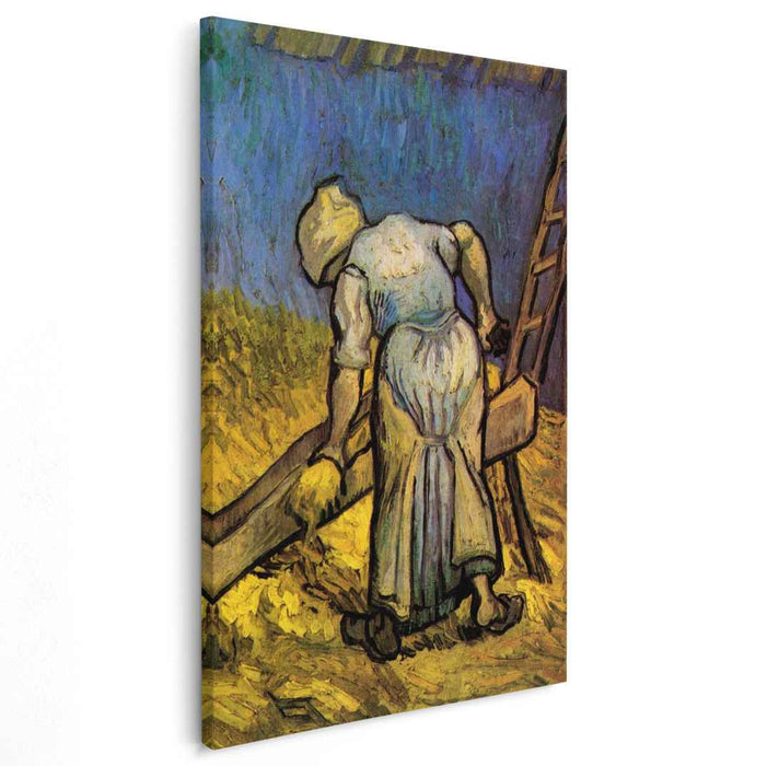 Peasant Woman Cutting Straw after Millet (1889) by Vincent van Gogh