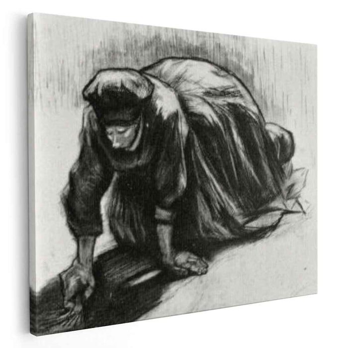 Peasant Woman, Kneeling, Possibly Digging Up Carrots by Vincent van Gogh