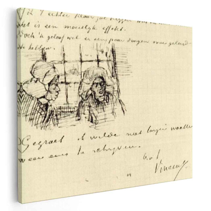 Peasant Woman, Seen against the Window, Two Heads by Vincent van Gogh
