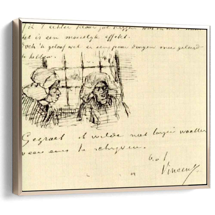 Peasant Woman, Seen against the Window, Two Heads by Vincent van Gogh