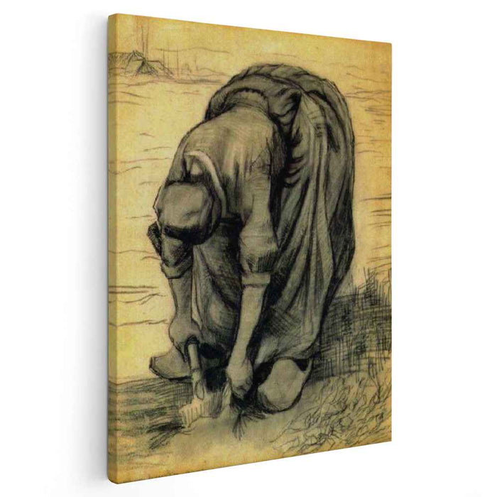 Peasant Woman, Stooping with a Spade, Digging Up Carrots by Vincent van Gogh