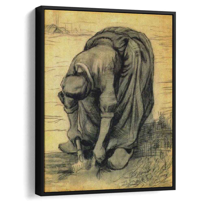 Peasant Woman, Stooping with a Spade, Digging Up Carrots by Vincent van Gogh