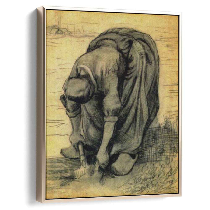 Peasant Woman, Stooping with a Spade, Digging Up Carrots by Vincent van Gogh